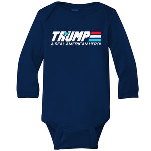 Trump A Real American Hero Baby Long Sleeve Bodysuit