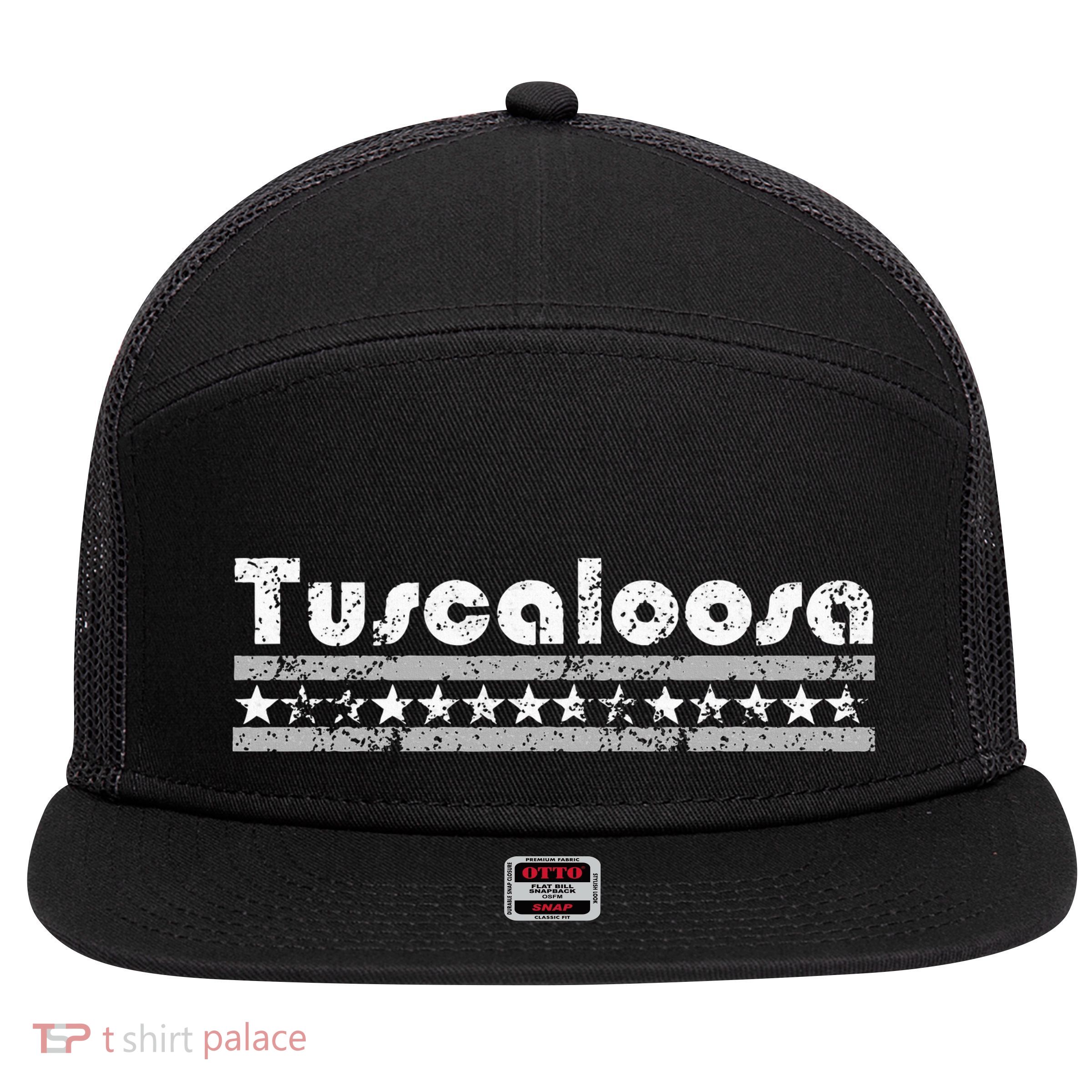 Tuscaloosa Alabama Retro Star Stripe Vintage Throwback 7 Panel Mesh Trucker Snapback Hat