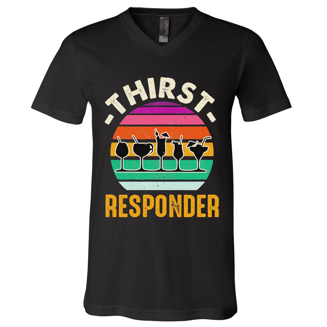 Thirst A Responder Funny Bartender Barman Barkeeper Barista V-Neck T-Shirt
