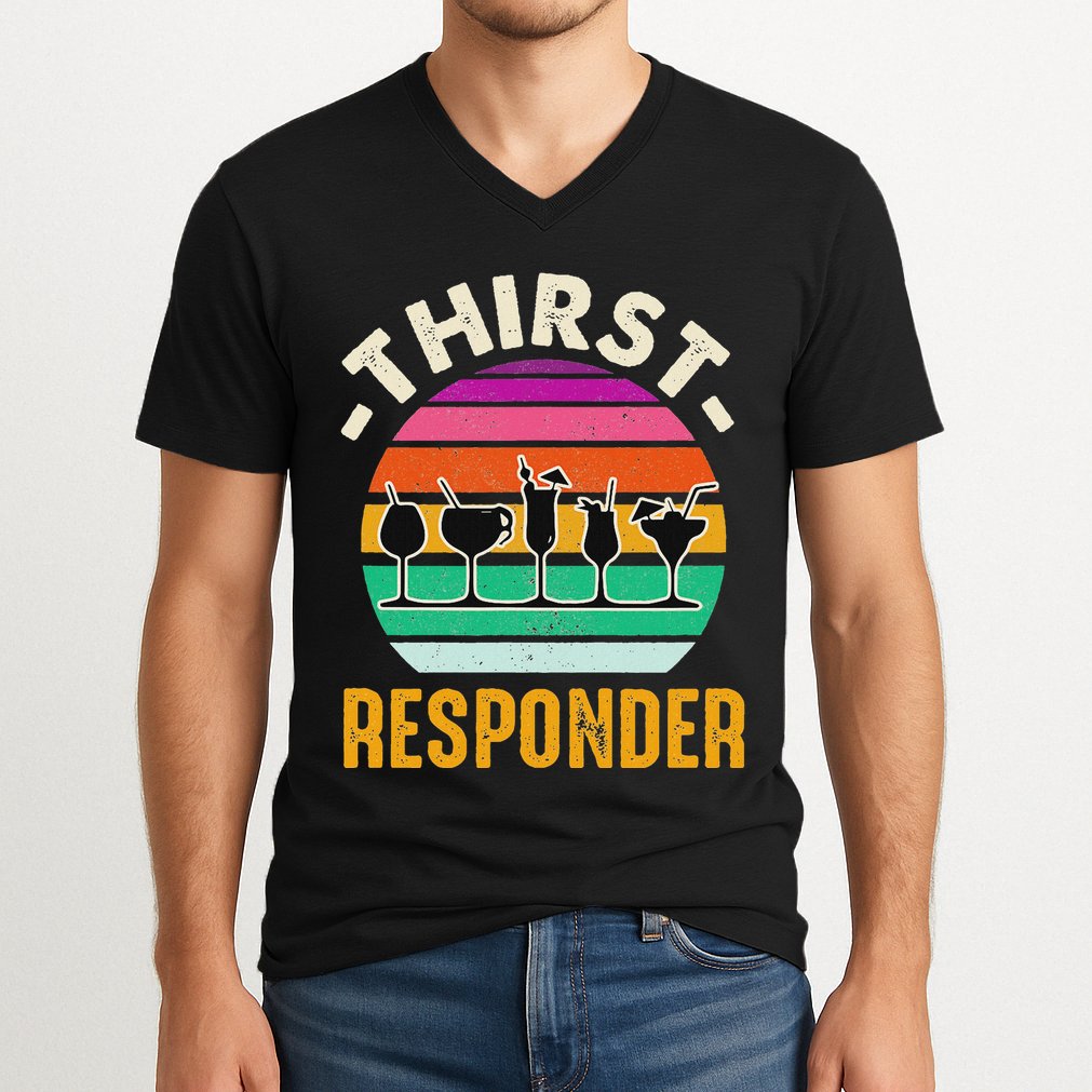 Thirst A Responder Funny Bartender Barman Barkeeper Barista V-Neck T-Shirt