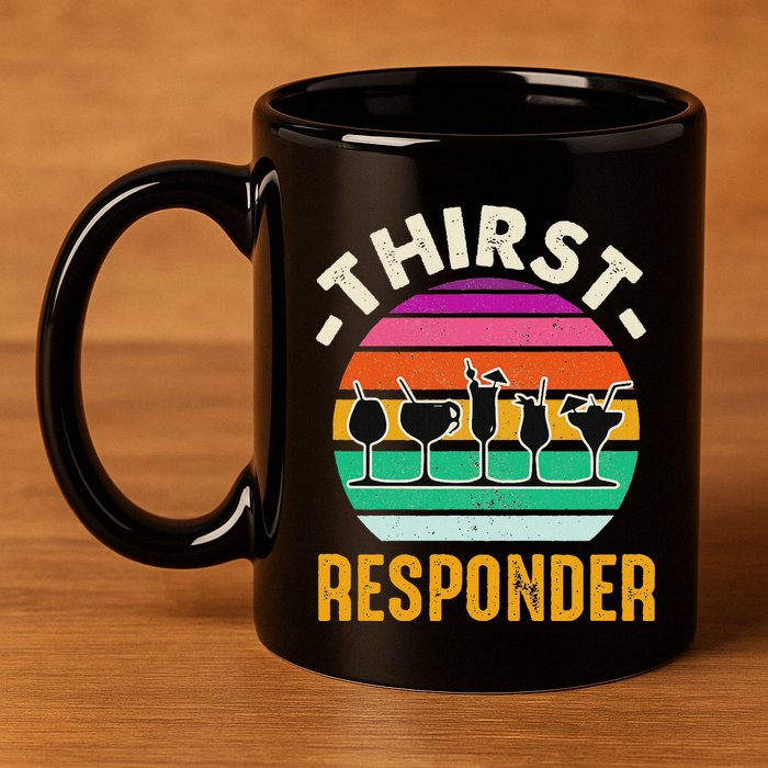 Thirst A Responder Funny Bartender Barman Barkeeper Barista 11oz C Handle Ceramic Mug