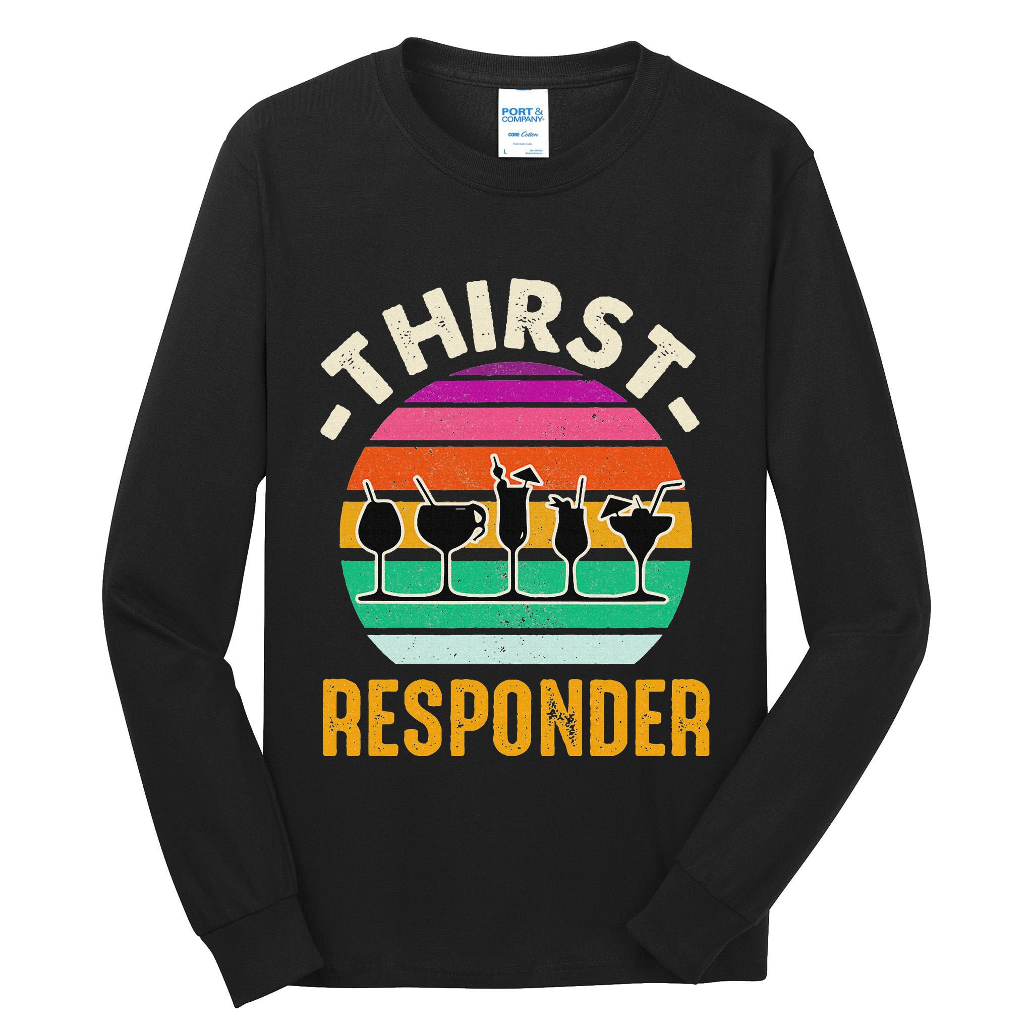 Thirst A Responder Funny Bartender Barman Barkeeper Barista Tall Long Sleeve T-Shirt