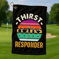 Thirst A Responder Funny Bartender Barman Barkeeper Barista Golf Towel