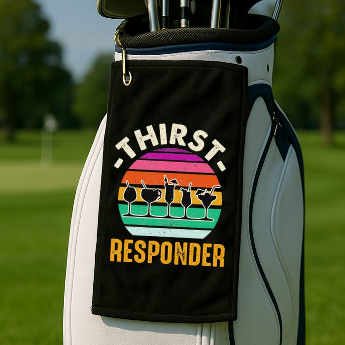 Thirst A Responder Funny Bartender Barman Barkeeper Barista Golf Towel