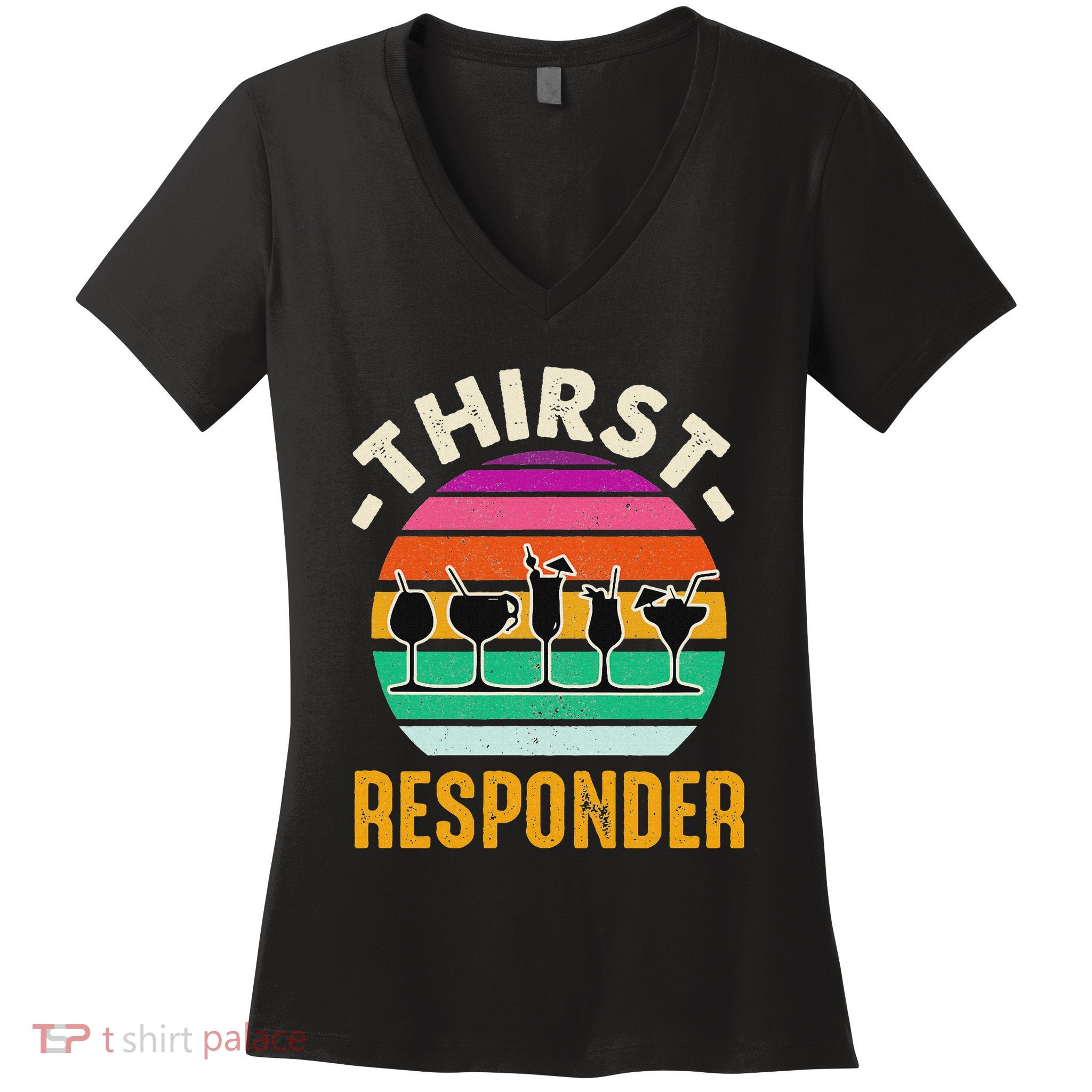 Thirst A Responder Funny Bartender Barman Barkeeper Barista Women's V-Neck T-Shirt