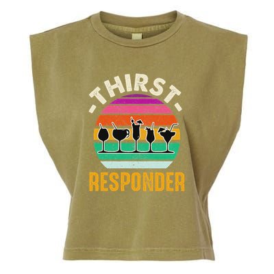 Thirst A Responder Funny Bartender Barman Barkeeper Barista Garment-Dyed Women's Muscle Tee