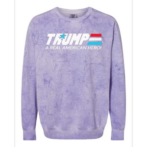 Trump A Real American Hero Colorblast Crewneck Sweatshirt