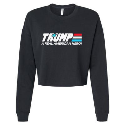 Trump A Real American Hero Cropped Pullover Crew