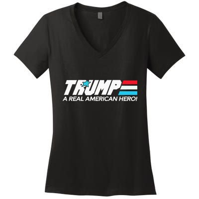 Trump A Real American Hero Women's V-Neck T-Shirt