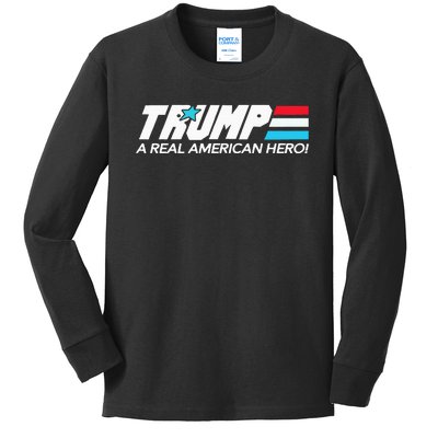 Trump A Real American Hero Kids Long Sleeve Shirt