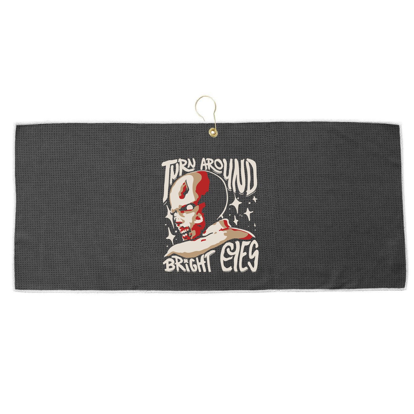 Turn Around Resident Bright Eyes Large Microfiber Waffle Golf Towel