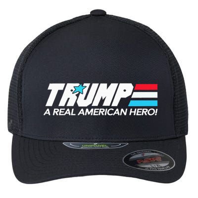 Trump A Real American Hero Flexfit Unipanel Trucker Cap