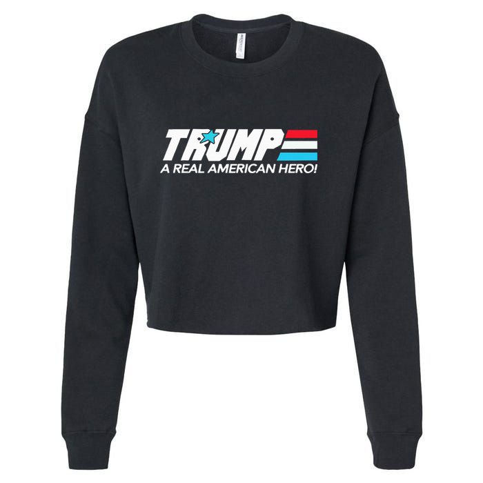Trump A Real American Hero Cropped Pullover Crew