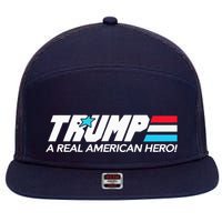 Trump A Real American Hero 7 Panel Mesh Trucker Snapback Hat