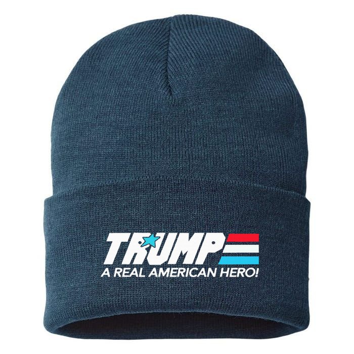 Trump A Real American Hero Sustainable Knit Beanie