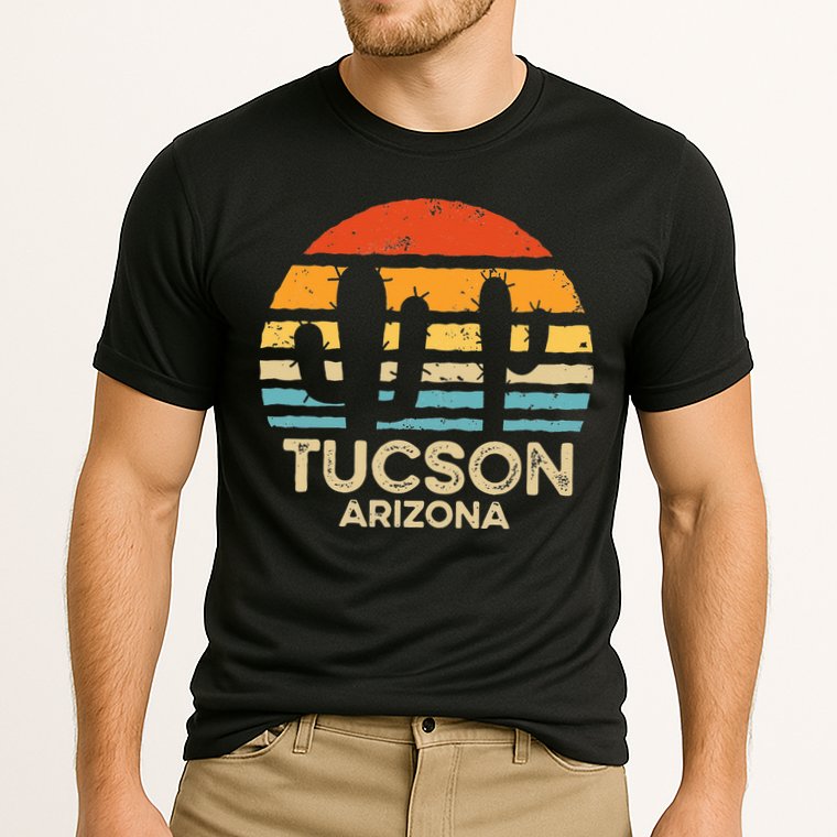 Tucson Arizona Retro Sunset Cooling Performance Crew T-Shirt