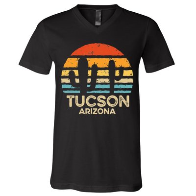 Tucson Arizona Retro Sunset V-Neck T-Shirt