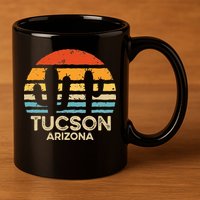 Tucson Arizona Retro Sunset 11oz C Handle Ceramic Mug