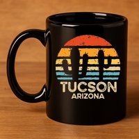 Tucson Arizona Retro Sunset 11oz C Handle Ceramic Mug
