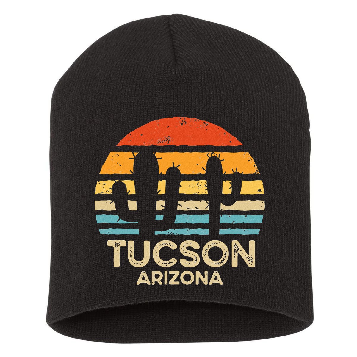 Tucson Arizona Retro Sunset Short Acrylic Beanie