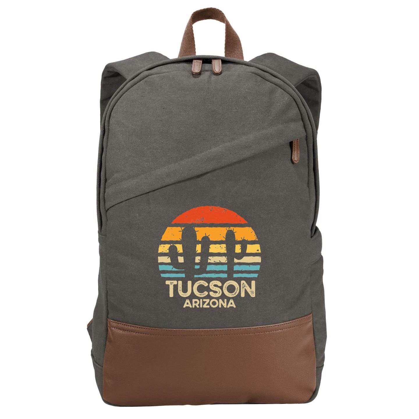 Tucson Arizona Retro Sunset Cotton Canvas Backpack
