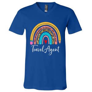 Travel Agent Rainbow Leopard Travel And Tourism Gift V-Neck T-Shirt