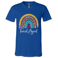 Travel Agent Rainbow Leopard Travel And Tourism Gift V-Neck T-Shirt