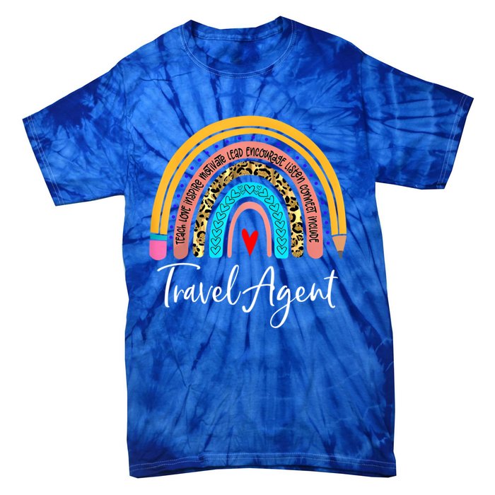 Travel Agent Rainbow Leopard Travel And Tourism Gift Tie-Dye T-Shirt