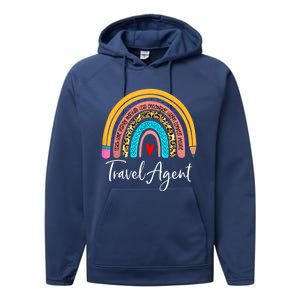 Travel Agent Rainbow Leopard Travel And Tourism Gift Performance Fleece Hoodie