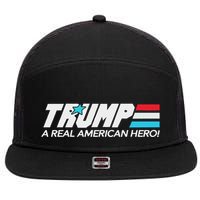 Trump A Real American Hero 7 Panel Mesh Trucker Snapback Hat