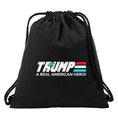 Trump A Real American Hero Drawstring Bag