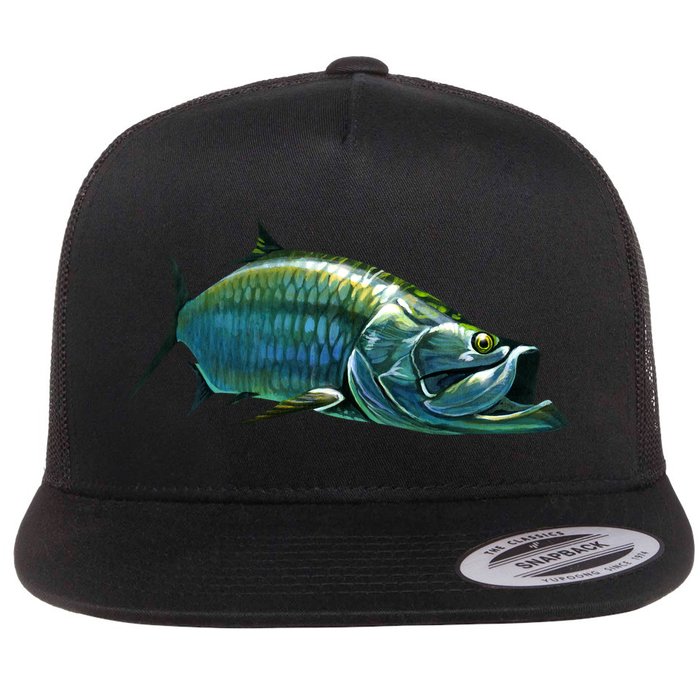 Tarpon Swimming Flat Bill Trucker Hat