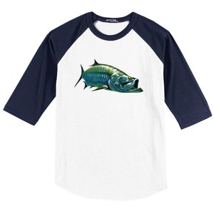 Tarpon Swimming Baseball Sleeve Shirt