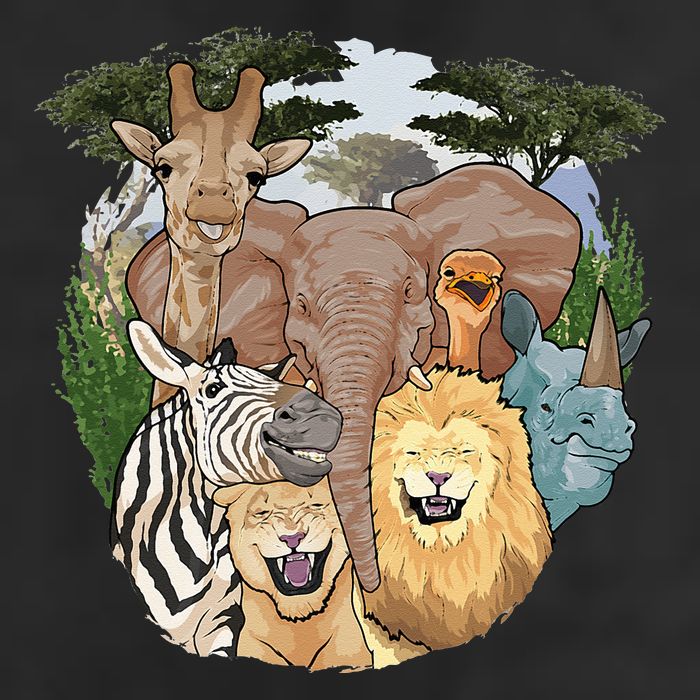 The African Selfie Savanna Africa Safari Animals Zoo Keeper 7 Panel Mesh Trucker Snapback Hat