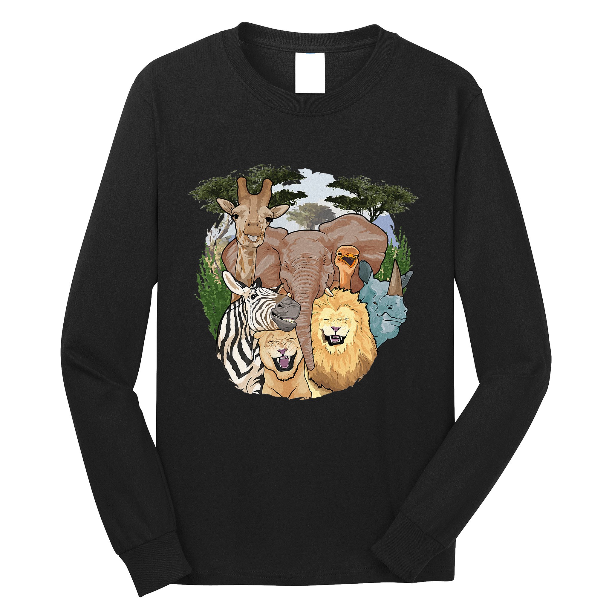 The African Selfie Savanna Africa Safari Animals Zoo Keeper Long Sleeve Shirt