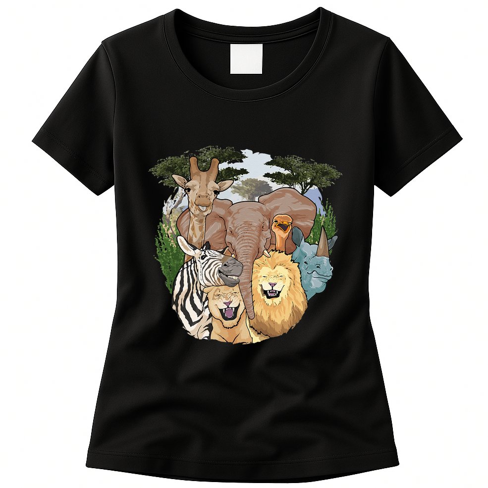 The African Selfie Savanna Africa Safari Animals Zoo Keeper Womens T-Shirt