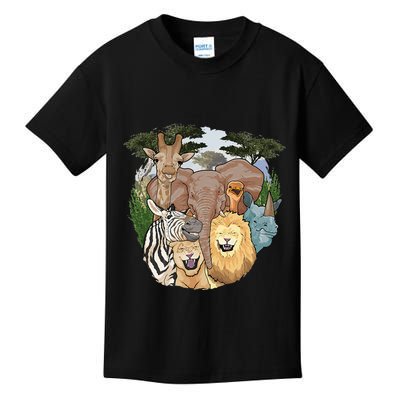 The African Selfie Savanna Africa Safari Animals Zoo Keeper Kids T-Shirt