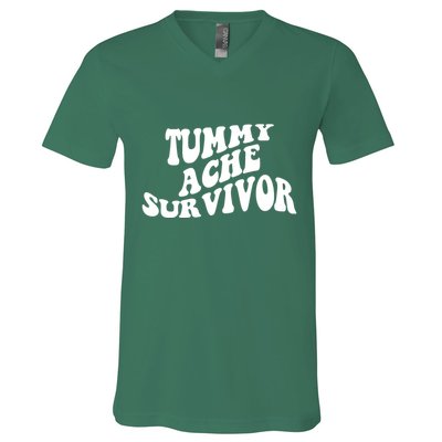 Tummy Ache Survivor Retro V-Neck T-Shirt