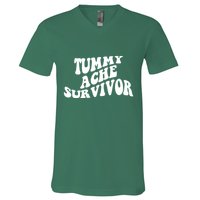 Tummy Ache Survivor Retro V-Neck T-Shirt