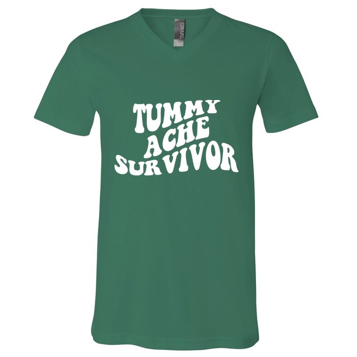 Tummy Ache Survivor Retro V-Neck T-Shirt