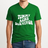 Tummy Ache Survivor Retro V-Neck T-Shirt