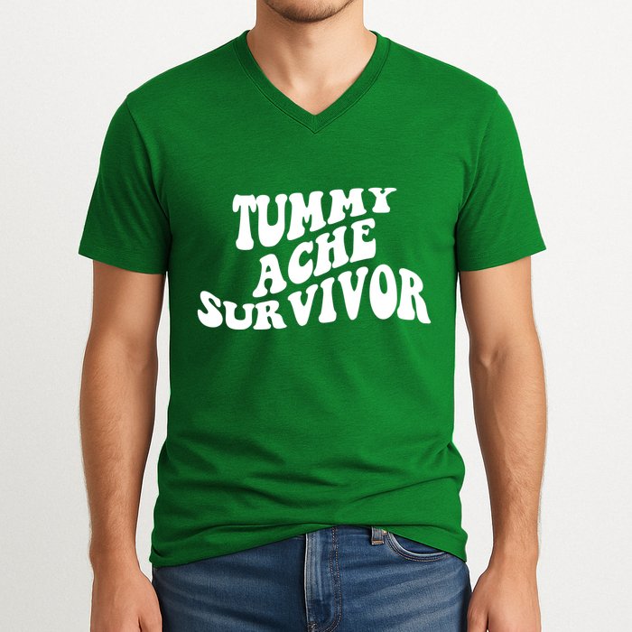 Tummy Ache Survivor Retro V-Neck T-Shirt