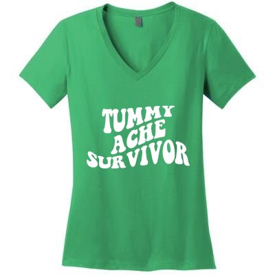 Tummy Ache Survivor Retro Women's V-Neck T-Shirt