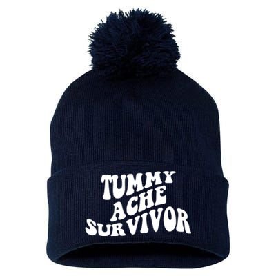 Tummy Ache Survivor Retro Pom Pom 12in Knit Beanie