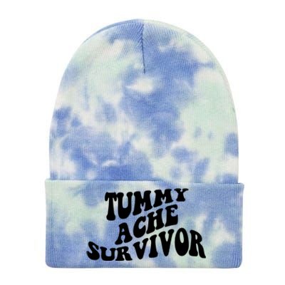 Tummy Ache Survivor Retro Tie Dye 12in Knit Beanie