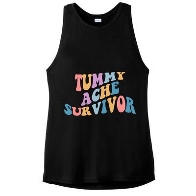 Tummy Ache Survivor Colorful Retro Ladies PosiCharge Tri-Blend Wicking Tank