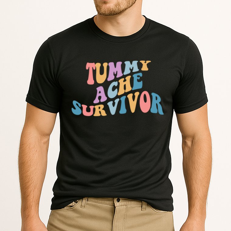 Tummy Ache Survivor Colorful Retro Performance Shirt