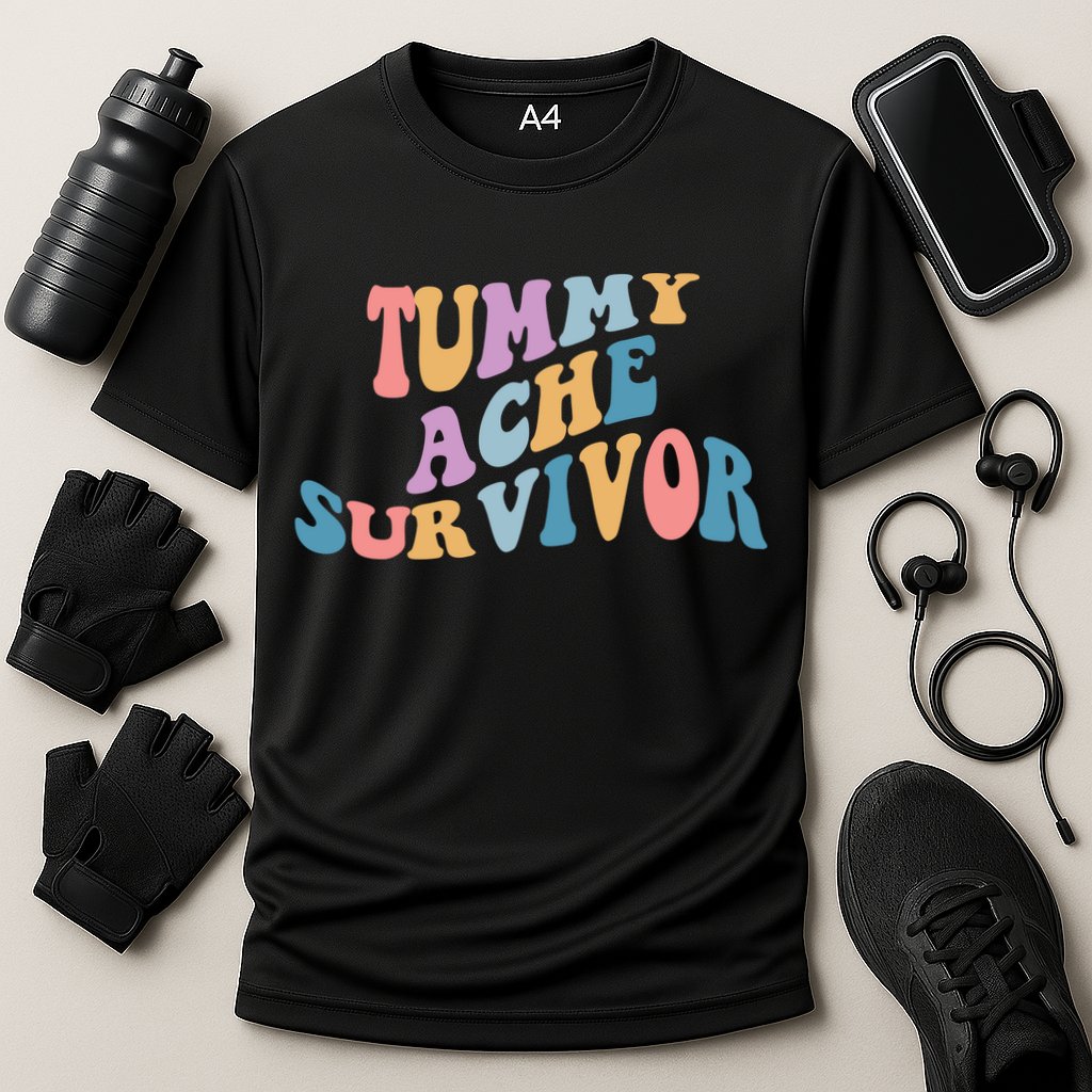 Tummy Ache Survivor Colorful Retro Performance Shirt