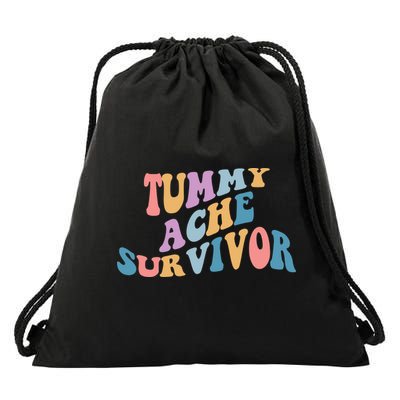 Tummy Ache Survivor Colorful Retro Drawstring Bag