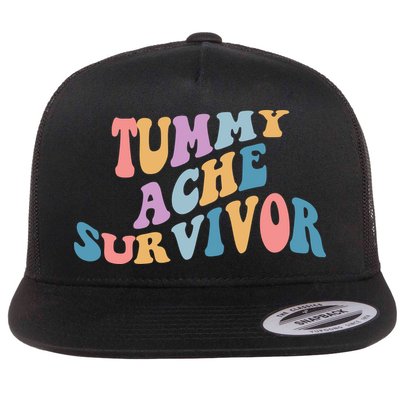 Tummy Ache Survivor Colorful Retro Flatbill Hat